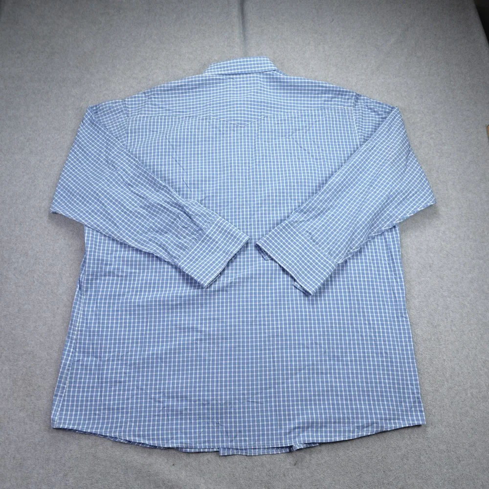 Panhandle Slim‎ Shirt Mens XL Blue Gingham Plaid Western Pearl Snap